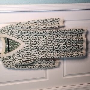 Fuzzy green leopard sweater dress